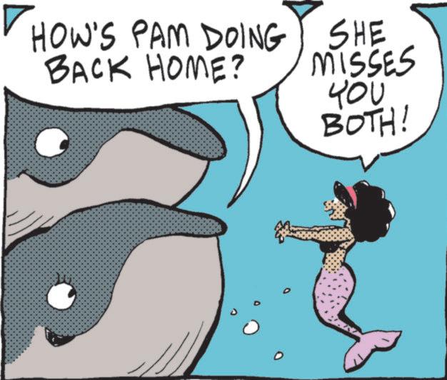 Publication OCR: HOW'S PAM DOING SHE BACK HOME? MISSES YOU BOTH! HOW'S PAM DOING SHE BACK HOME ? MISSES YOU BOTH !