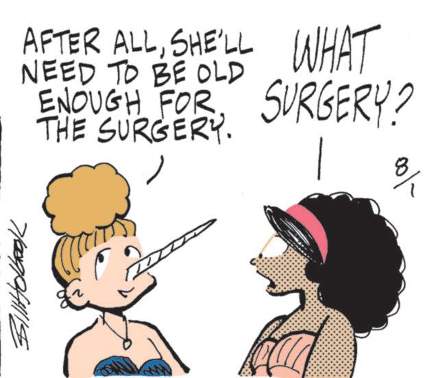 Animated cartoon OCR: Bilholbook AFTER ALLSHE'LL WHAT NEED TO BE OLD ENOUGH FOR THE SURGERY. SURGERY? 8 ww Bilholbook AFTER ALLSHE'LL WHAT NEED TO BE OLD ENOUGH FOR THE SURGERY . SURGERY ? 8 ww