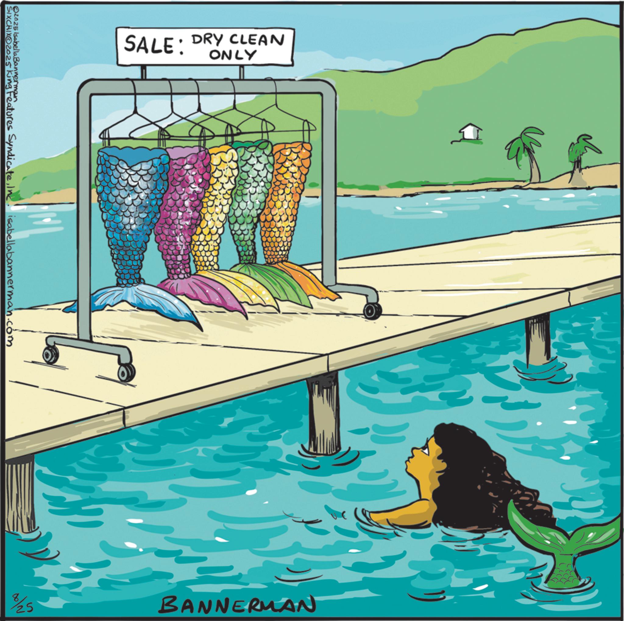 Marine biology OCR: SALE: DRY CLEAN ONLY O2025 Isabella Bannerman SIXCHIXO2025 King Features SyndicateInc. isabellabannerman.com %/25 BANNERMAN SALE : DRY CLEAN ONLY O2025 Isabella Bannerman SIXCHIXO2025 King Features SyndicateInc. isabellabannerman.com % / 25 BANNERMAN