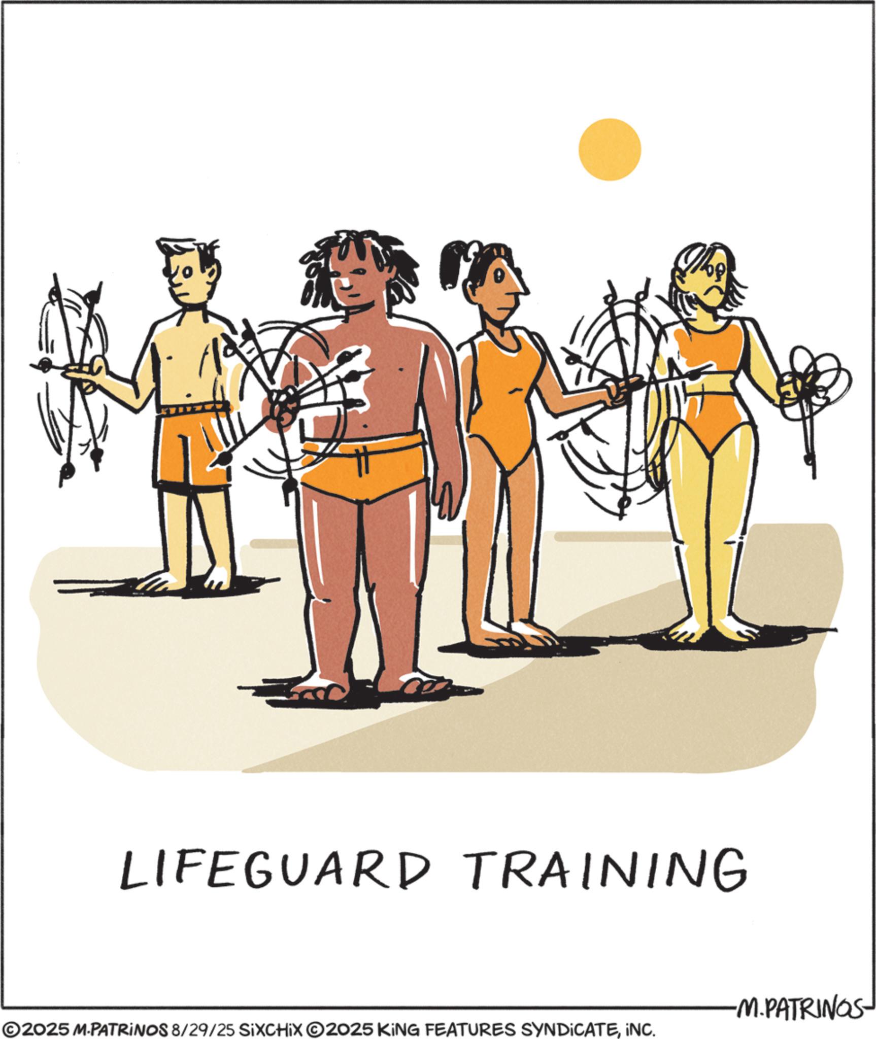 Animation OCR: LIFEGUARD TRAINING ©2025 M.PATRINOS 8/29/25 SIXCHIX 2025 KING FEATURES SYNDICATEINC. -M.PATRINGS LIFEGUARD TRAINING © 2025 M.PATRINOS 8/29/25 SIXCHIX 2025 KING FEATURES SYNDICATEINC . -M.PATRINGS