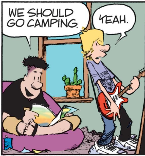 Plucked string instrument OCR: WE SHOULD GO CAMPING. YEAH. WE SHOULD GO CAMPING . YEAH .