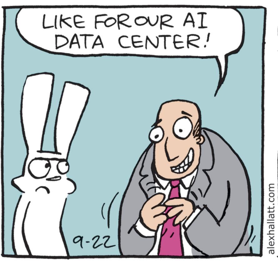 Fictional character OCR: 9-22 LIKE FOR OUR AI DATA CENTER! alexhallatt.com 9-22 LIKE FOR OUR AI DATA CENTER ! alexhallatt.com
