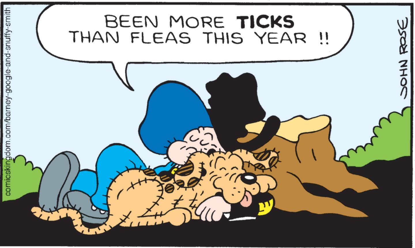 Clip art OCR: comicskingdom.com/barney-google-and-snuffy-smith BEEN MORE TICKS THAN FLEAS THIS YEAR !! JOHN ROSE comicskingdom.com/barney-google-and-snuffy-smith BEEN MORE TICKS THAN FLEAS THIS YEAR !! JOHN ROSE