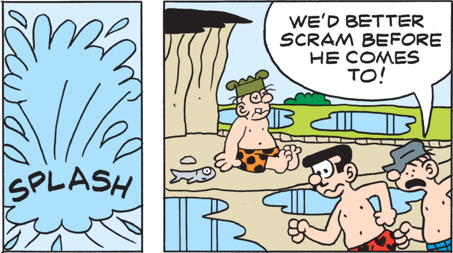 Animation OCR: SPLASH WE'D BETTER SCRAM BEFORE HE COMES TO! SPLASH WE'D BETTER SCRAM BEFORE HE COMES TO !
