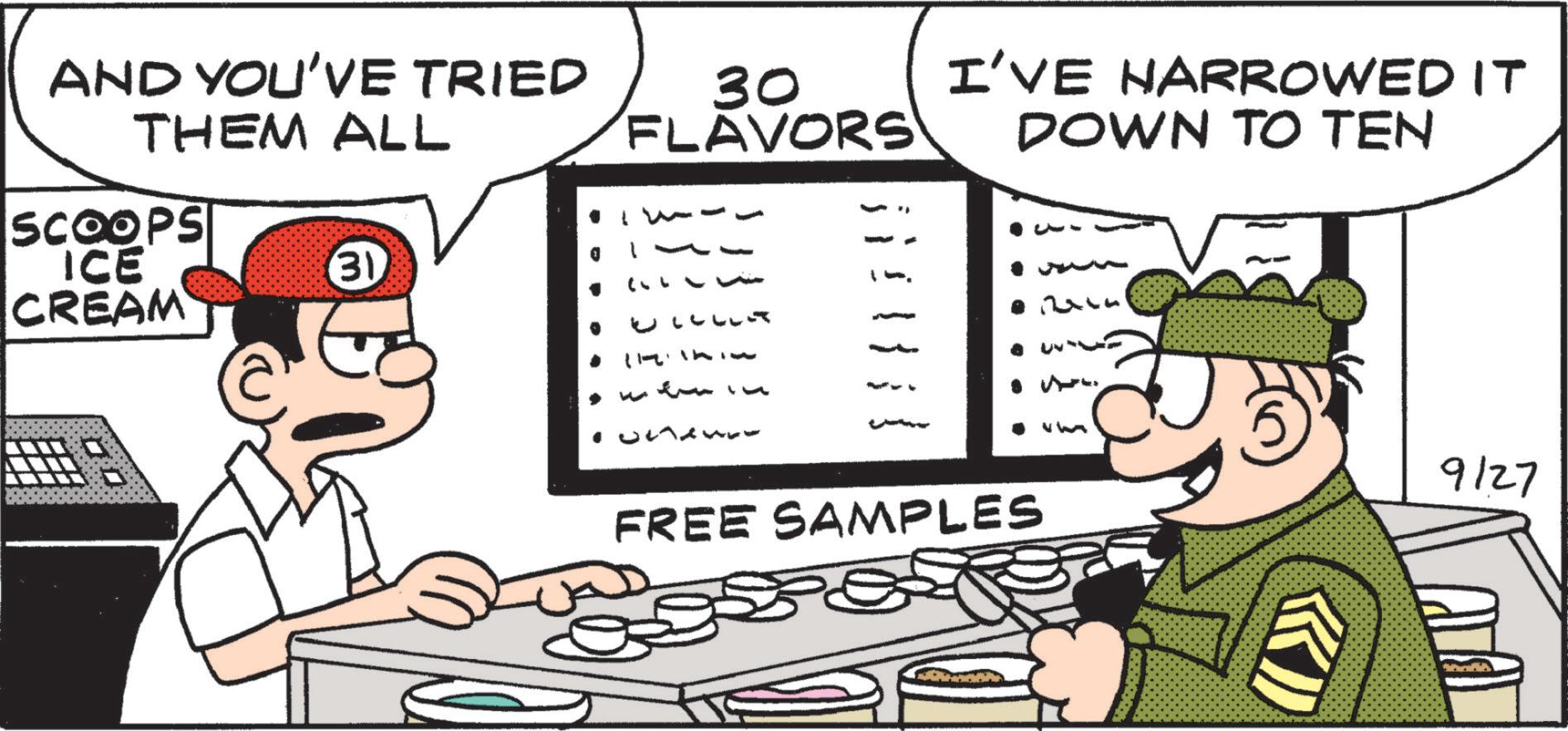 Animation OCR: AND YOU'VE TRIED THEM ALL SCOOPS ICE CREAM 31 30 FLAVORS wenn I'VE HARROWED IT DOWN TO TEN • 3414 1 vm 9127 FREE SAMPLES AND YOU'VE TRIED THEM ALL SCOOPS ICE CREAM 31 30 FLAVORS wenn I'VE HARROWED IT DOWN TO TEN • 3414 1 vm 9127 FREE SAMPLES