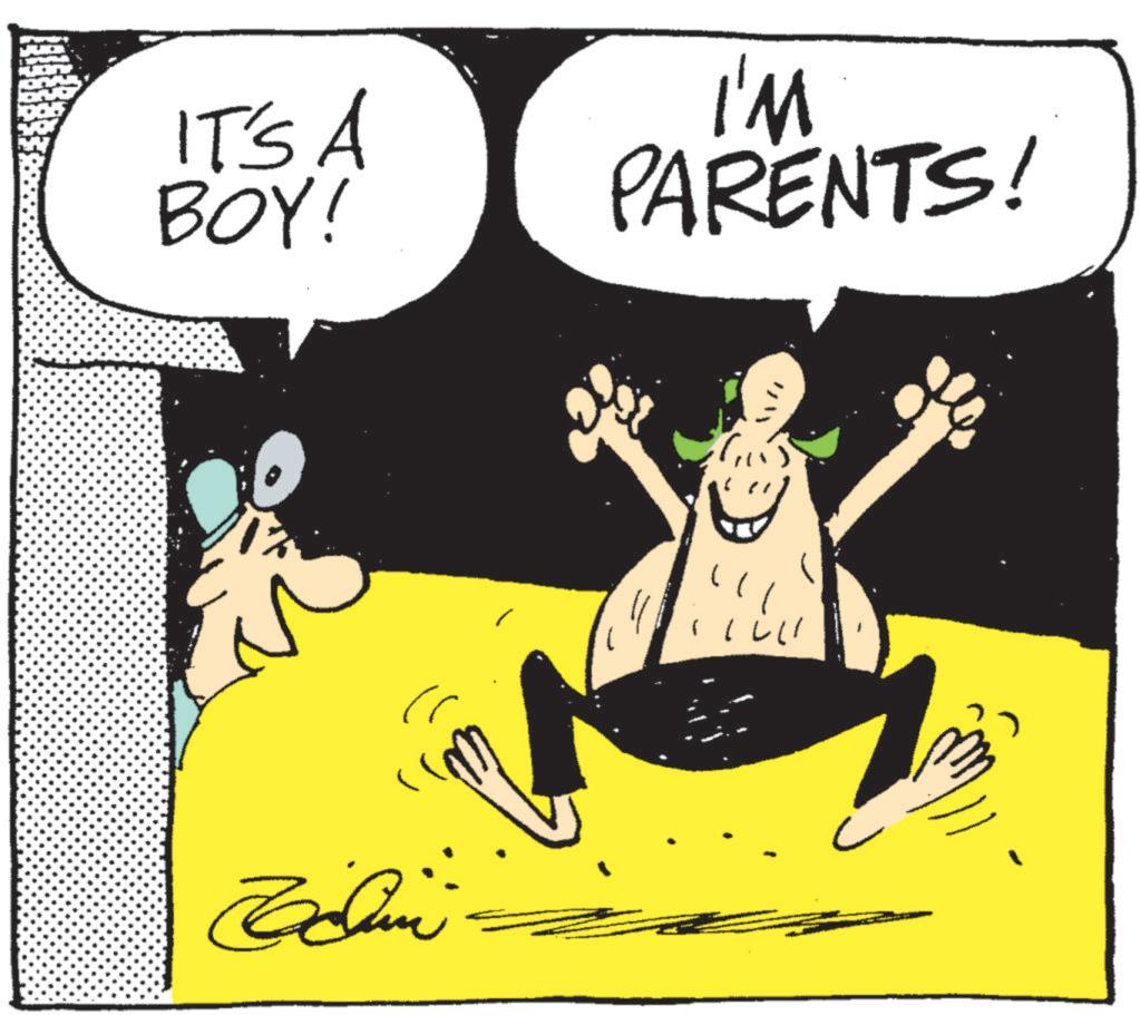 Photo caption OCR: IT'S A BOY! I'M PARENTS! ?? IT'S A BOY ! I'M PARENTS ! ??