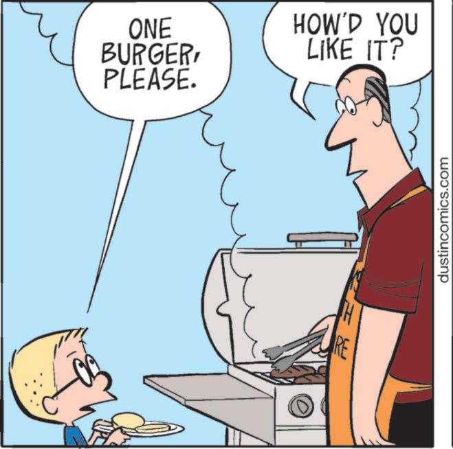 Cooking OCR: ONE BURGERPLEASE. HOW'D YOU LIKE IT? H RE dustincomics.com ONE BURGERPLEASE . HOW'D YOU LIKE IT ? H RE dustincomics.com