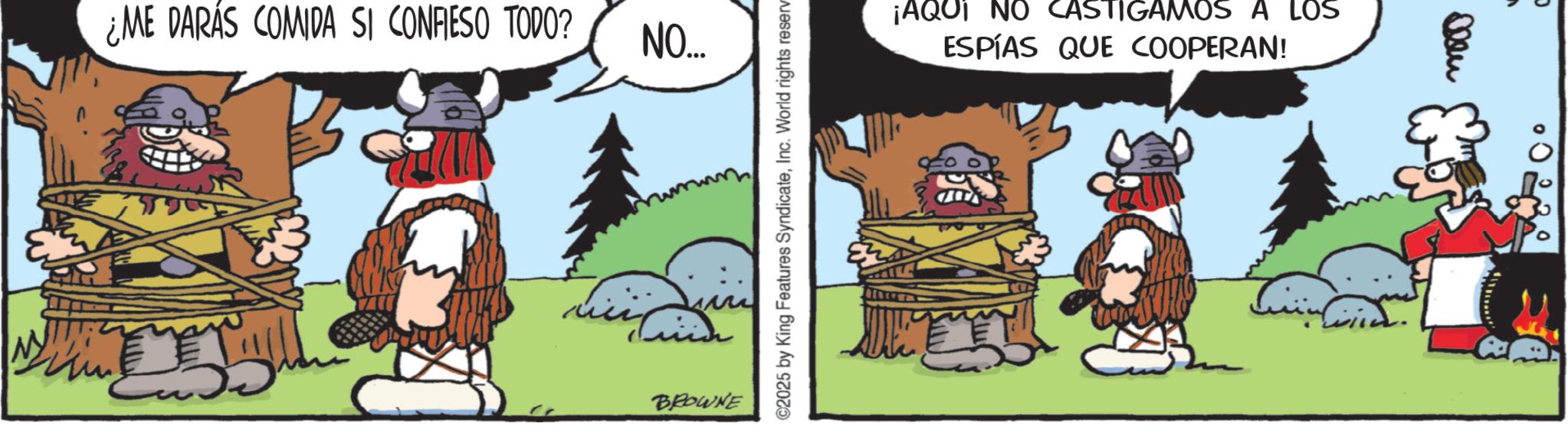 Comic book OCR: ¿ME DARÁS COMIDA SI CONRESO TODO? NO... BROWNE ©2025 by King Features SyndicateInc. World rights reserv ¡AQUI NO CASTIGAMOS A LOS ESPÍAS QUE COOPERAN! Ca ¿ ME DARÁS COMIDA SI CONRESO TODO ? NO ... BROWNE © 2025 by King Features SyndicateInc. World rights reserv ¡ AQUI NO CASTIGAMOS A LOS ESPÍAS QUE COOPERAN ! Ca