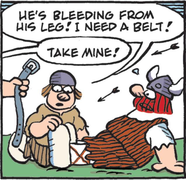 Pleased OCR: HE'S BLEEDING FROM HIS LEG! I NEED A BELT! TAKE MINE! HE'S BLEEDING FROM HIS LEG ! I NEED A BELT ! TAKE MINE !