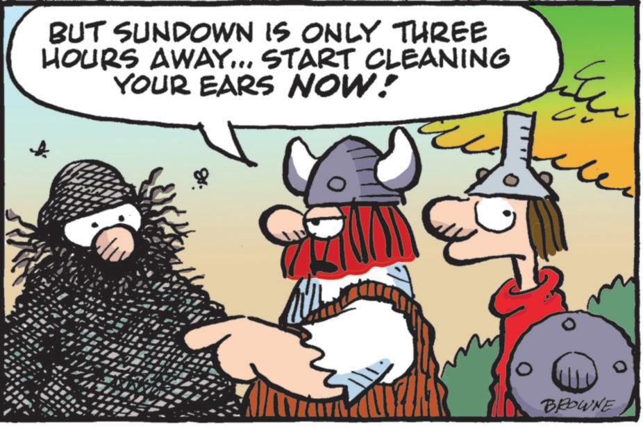 Fiction OCR: BUT SUNDOWN IS ONLY THREE HOURS AWAY... START CLEANING YOUR EARS NOW! ? BROWNE BUT SUNDOWN IS ONLY THREE HOURS AWAY ... START CLEANING YOUR EARS NOW ! ? BROWNE