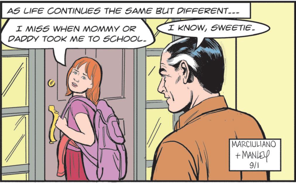 Fictional character OCR: AS LIFE CONTINUES THE SAME BUT DIFFERENT... I MISS WHEN MOMMY OR DADDY TOOK ME TO SCHOOL. I KNOWSWEETIE_ MARCIULIANO + MANLEY 9/1 AS LIFE CONTINUES THE SAME BUT DIFFERENT ... I MISS WHEN MOMMY OR DADDY TOOK ME TO SCHOOL . I KNOWSWEETIE_ MARCIULIANO + MANLEY 9/1