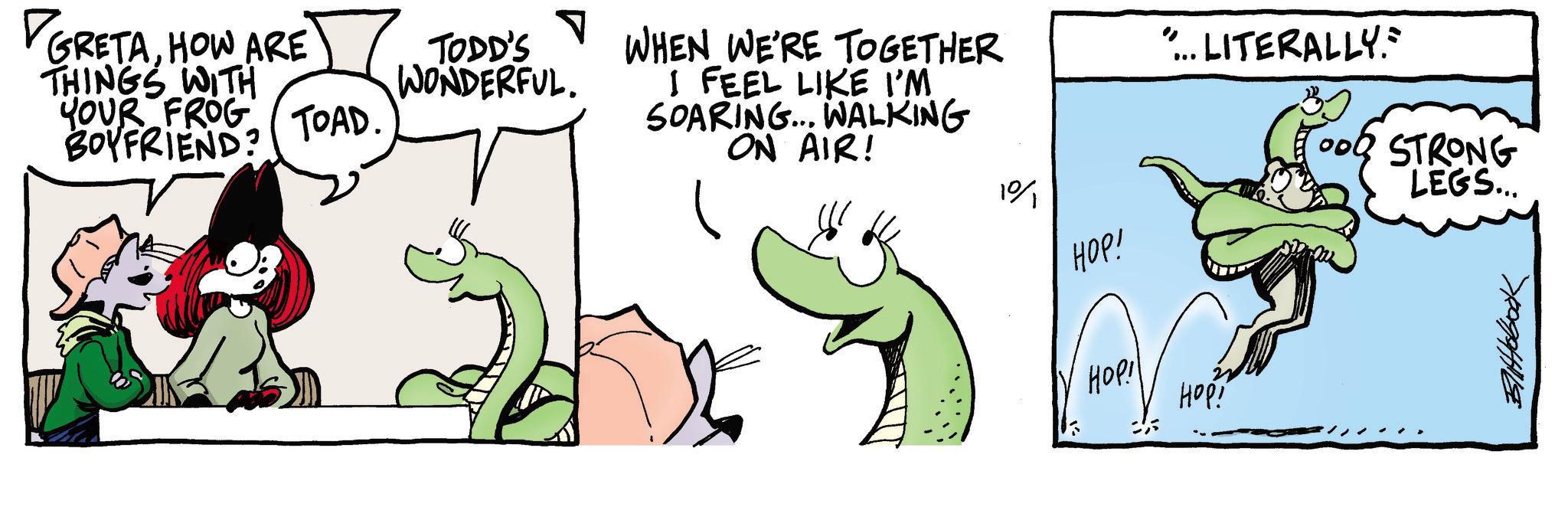 Fiction OCR: GRETAHOW ARE THINGS WITH YOUR FROG BOYFRIEND? TOAD. ? TODD'S WONDERFUL. WHEN WE'RE TOGETHER I FEEL LIKE I'M SOARING... WALKING ON AIR! 10% HOP! "... LITERALLY." 00 STRONG LEGS... HOP HOP! ??????? GRETAHOW ARE THINGS WITH YOUR FROG BOYFRIEND ? TOAD . ? TODD'S WONDERFUL . WHEN WE'RE TOGETHER I FEEL LIKE I'M SOARING ... WALKING ON AIR ! 10 % HOP ! " ... LITERALLY . " 00 STRONG LEGS ... HOP HOP ! ???????