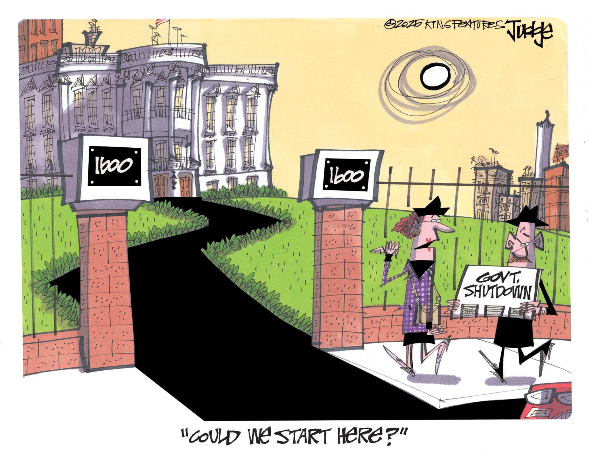 Graphic design OCR: 2025 KINGTEXTURES 1600 1600 3 A r I ?? Judge "COULD WE START HERE?" GOVT. SHUTDOWN 2025 KINGTEXTURES 1600 1600 3 A r I ?? Judge " COULD WE START HERE ? " GOVT . SHUTDOWN
