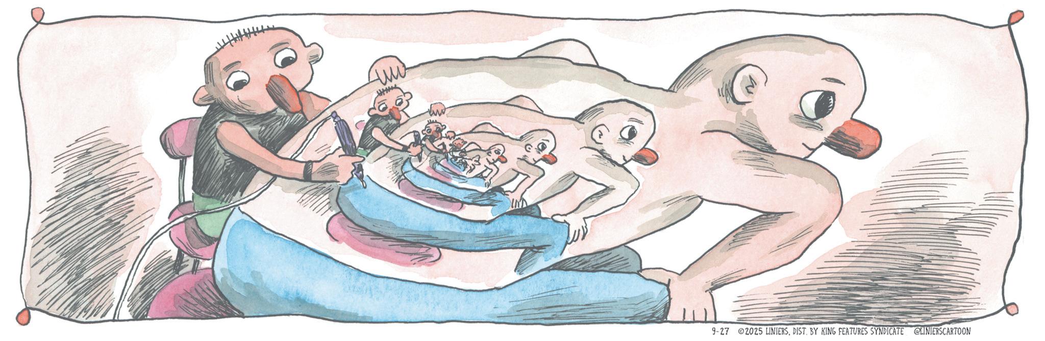 Foot OCR: 9-272025 LINIERSDIST. BY KING FEATURES SYNDICATE @LINIERSCARTOON 9-272025 LINIERSDIST . BY KING FEATURES SYNDICATE @LINIERSCARTOON