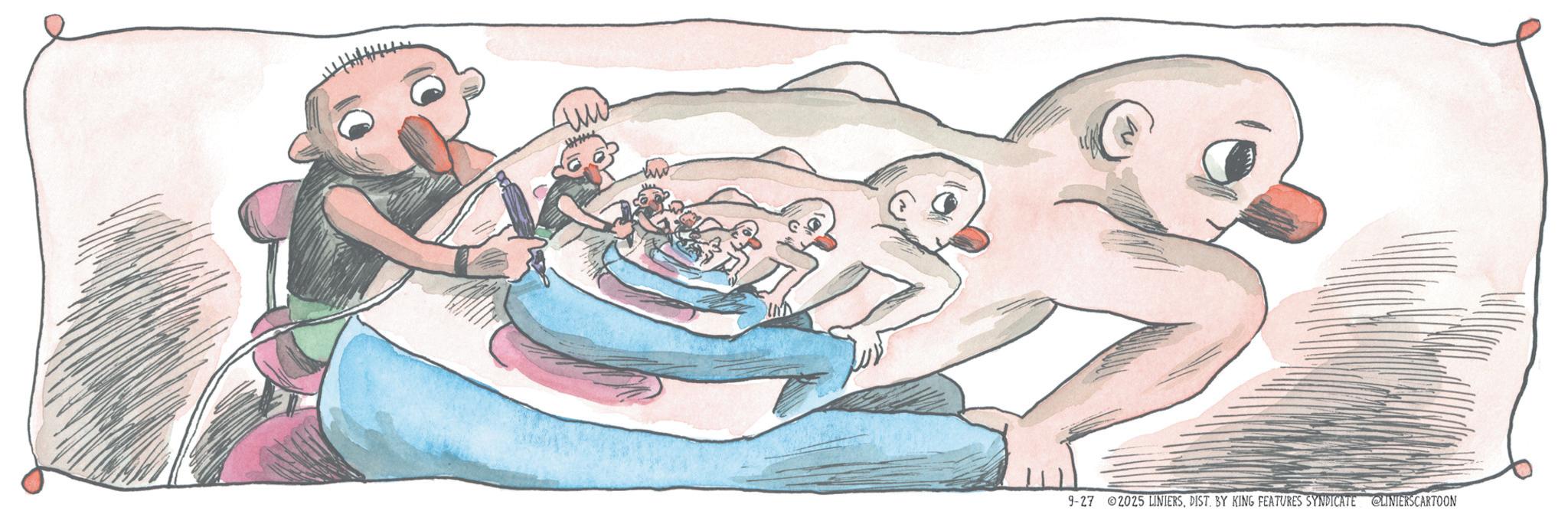 Foot OCR: 9-27 2025 LINIERSDIST. BY KING FEATURES SYNDICATE @LINIERSCARTOON 9-27 2025 LINIERSDIST . BY KING FEATURES SYNDICATE @LINIERSCARTOON
