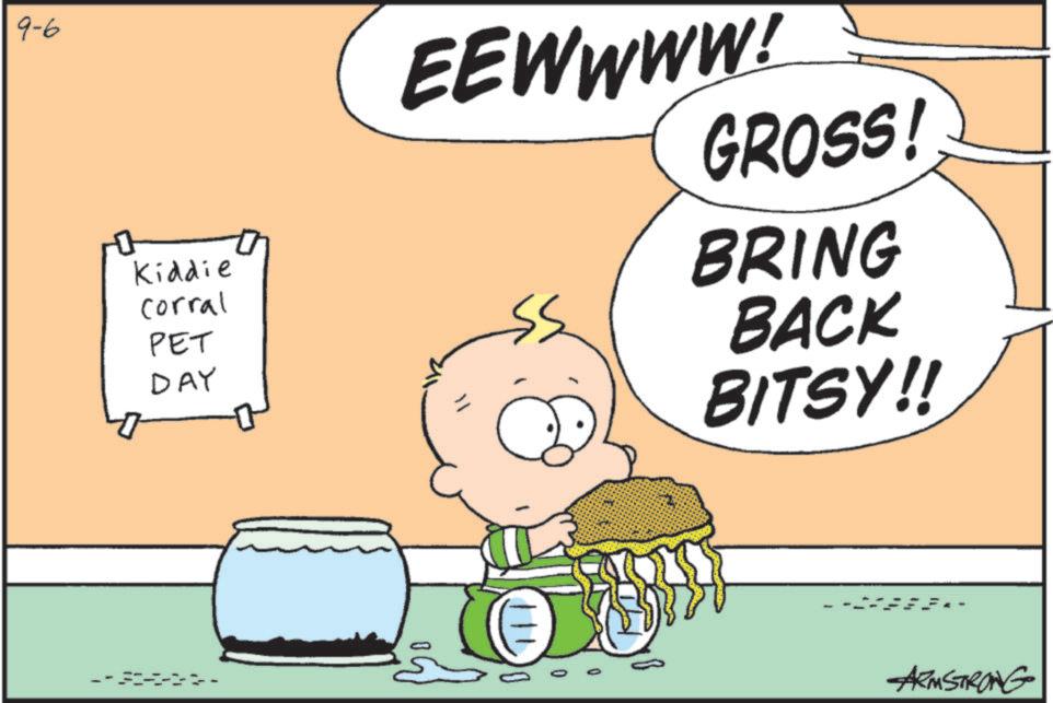 Animated cartoon OCR: 9-6 Kiddie Corral PET DAY EEWWWW! GROSS! BRING BACK BITSY!! ARMSTRONG 9-6 Kiddie Corral PET DAY EEWWWW ! GROSS ! BRING BACK BITSY !! ARMSTRONG