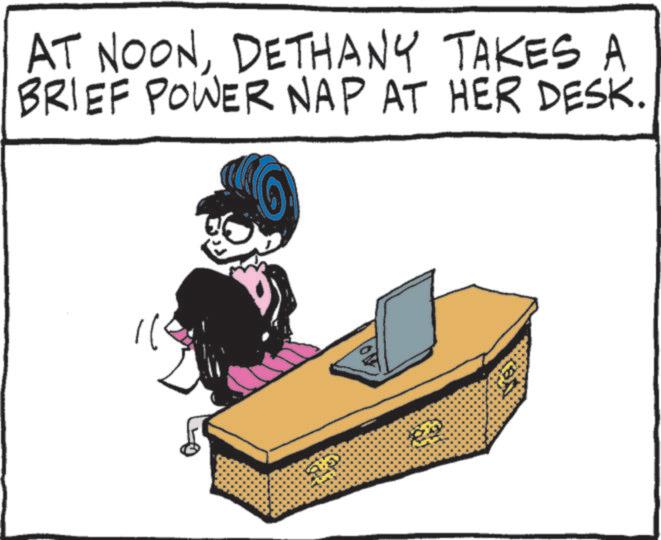 Computer OCR: AT NOONDETHANY TAKES A BRIEF POWER NAP AT HER DESK. 10 AT NOONDETHANY TAKES A BRIEF POWER NAP AT HER DESK . 10