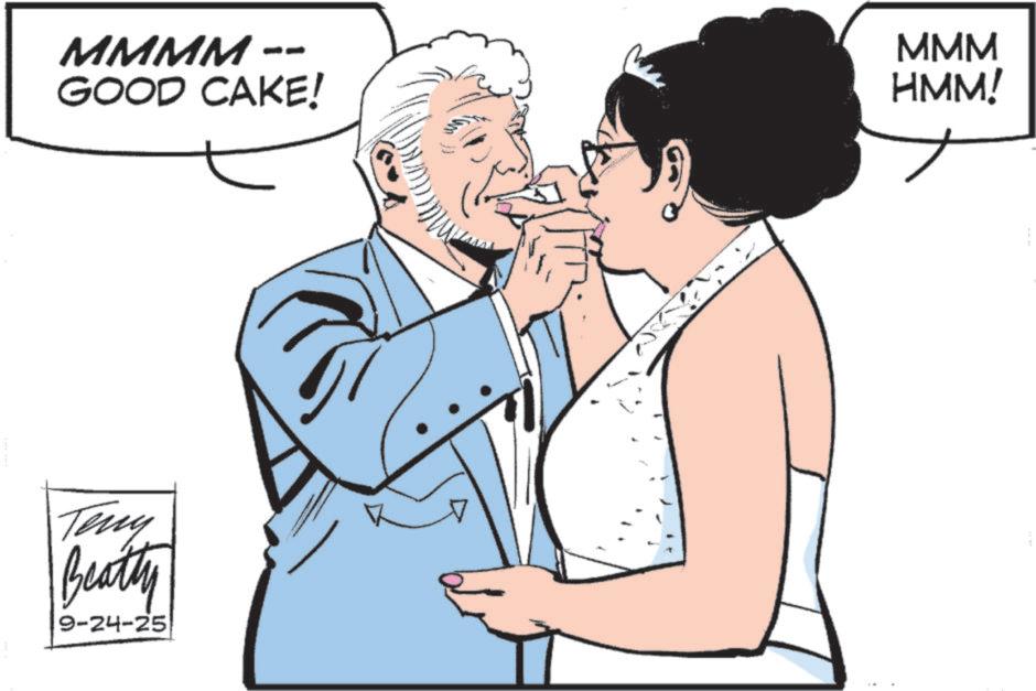 Comic book OCR: MMMM MMM GOOD CAKE! HMM! Teny Beatty 9-24-25 MMMM MMM GOOD CAKE ! HMM ! Teny Beatty 9-24-25