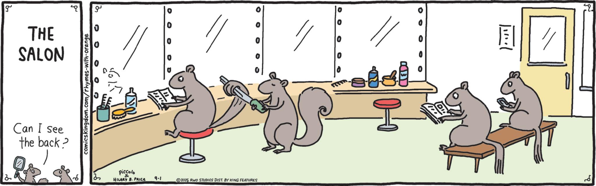 Animation OCR: g THE SALON Can I see the back? comicskingdom.com/rhymes-with-orange Q 0 Q O ?? 2 Piccolo HILARY B. PRICE 9-1 2025 RWO STUDIOS DIST. BY KING FEATURES 2 // g THE SALON Can I see the back ? comicskingdom.com/rhymes-with-orange Q 0 Q O ?? 2 Piccolo HILARY B. PRICE 9-1 2025 RWO STUDIOS DIST . BY KING FEATURES 2 //