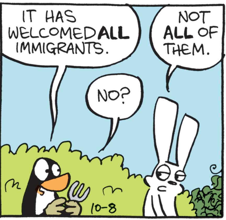 Rabbit OCR: NOT ALL OF THEM. IT HAS WELCOMEDALL IMMIGRANTS. NOP ? E) 10-8 F? NOT ALL OF THEM . IT HAS WELCOMEDALL IMMIGRANTS . NOP ? E ) 10-8 F?