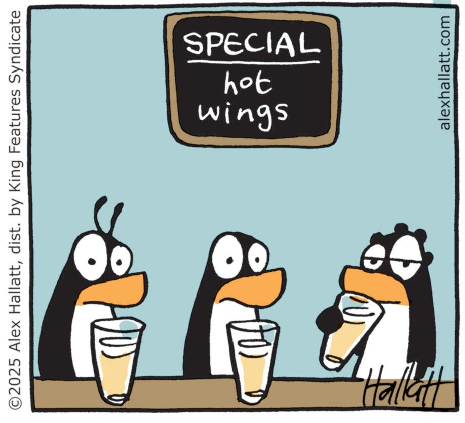 Clip art OCR: ©2025 Alex Hallattdist. by King Features Syndicate SPECIAL wings hot Hallatt alexhallatt.com © 2025 Alex Hallattdist . by King Features Syndicate SPECIAL wings hot Hallatt alexhallatt.com