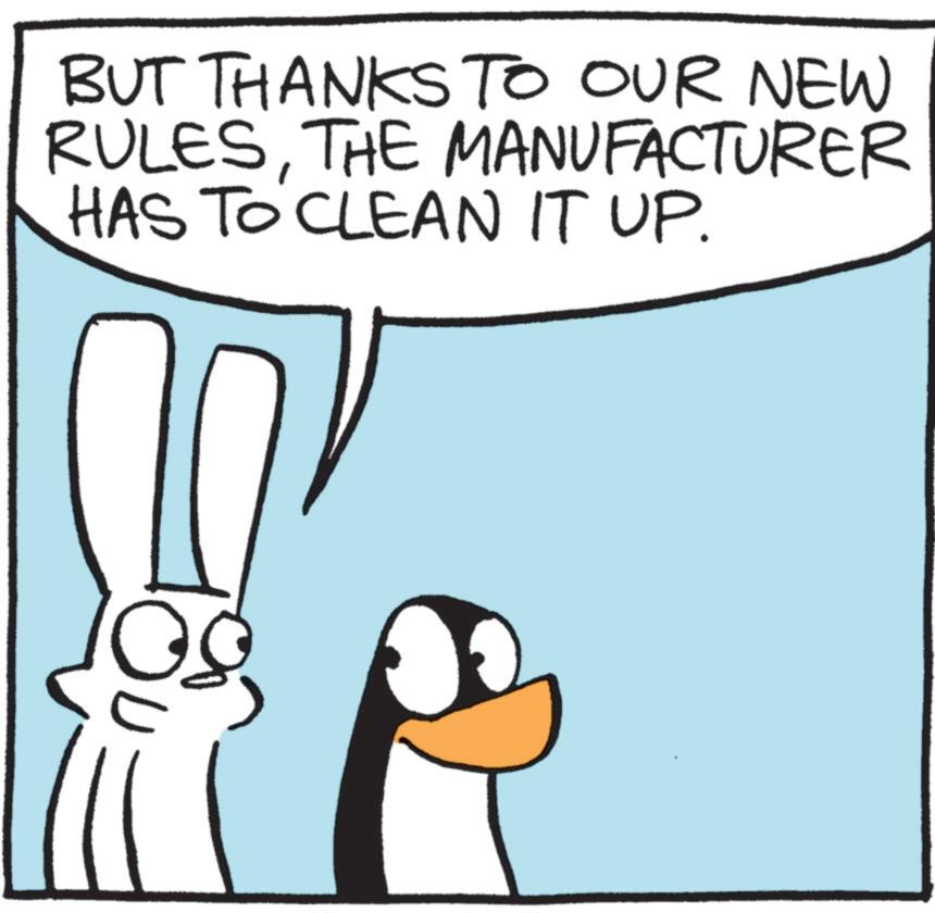 Line art OCR: BUT THANKS TO OUR NEW RULESTHE MANUFACTURER HAS TO CLEAN IT UP. BUT THANKS TO OUR NEW RULESTHE MANUFACTURER HAS TO CLEAN IT UP .