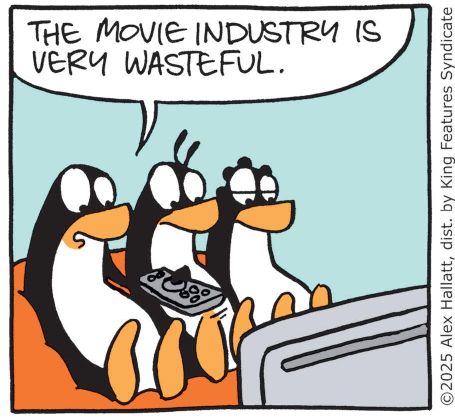 Animated cartoon OCR: VERY WASTEFUL. THE MOVIE INDUSTRY IS 808 ©2025 Alex Hallattdist. by King Features Syndicate VERY WASTEFUL . THE MOVIE INDUSTRY IS 808 © 2025 Alex Hallattdist . by King Features Syndicate