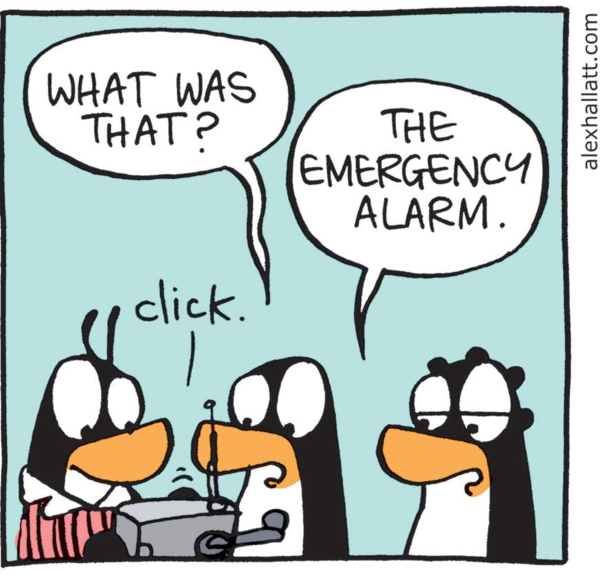 Fictional character OCR: WHAT WAS THAT? THE EMERGENCY ALARM. click. alexhallatt.com WHAT WAS THAT ? THE EMERGENCY ALARM . click . alexhallatt.com