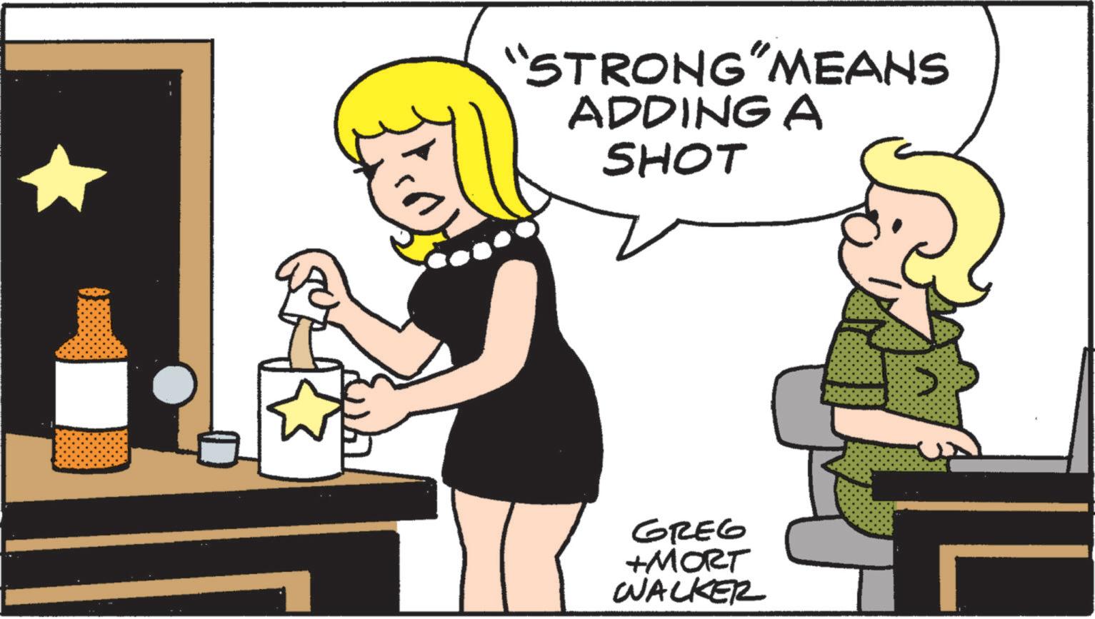 Graphics OCR: "STRONG"MEANS ADDING A SHOT GREG +MORT WALKER " STRONG " MEANS ADDING A SHOT GREG + MORT WALKER