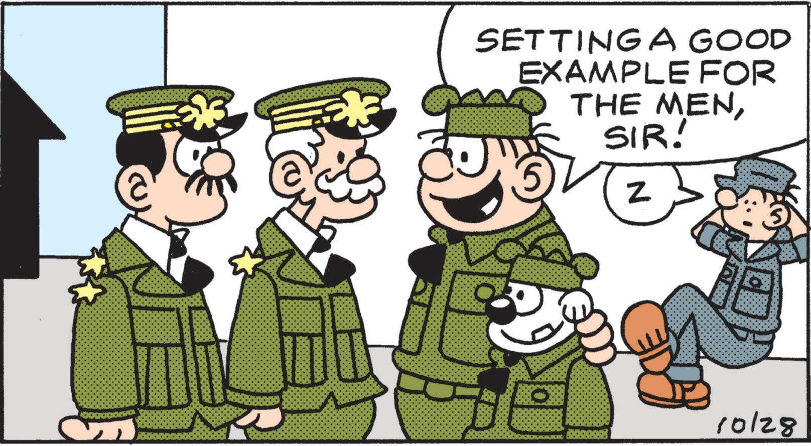 Animated cartoon OCR: SETTING A GOOD EXAMPLE FOR THE MENSIR! Z 10/28 SETTING A GOOD EXAMPLE FOR THE MENSIR ! Z 10/28