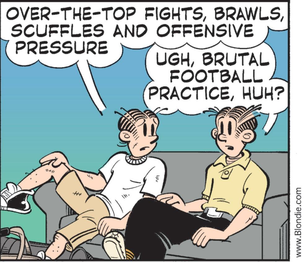 Gesture OCR: zell OVER-THE-TOP FIGHTSSCUFFLES AND OFFENSIVE PRESSURE UGHBRUTAL FOOTBALL PRACTICEHUH? ??? www.Blondie.com zell OVER - THE - TOP FIGHTSSCUFFLES AND OFFENSIVE PRESSURE UGHBRUTAL FOOTBALL PRACTICEHUH ? ??? www.Blondie.com