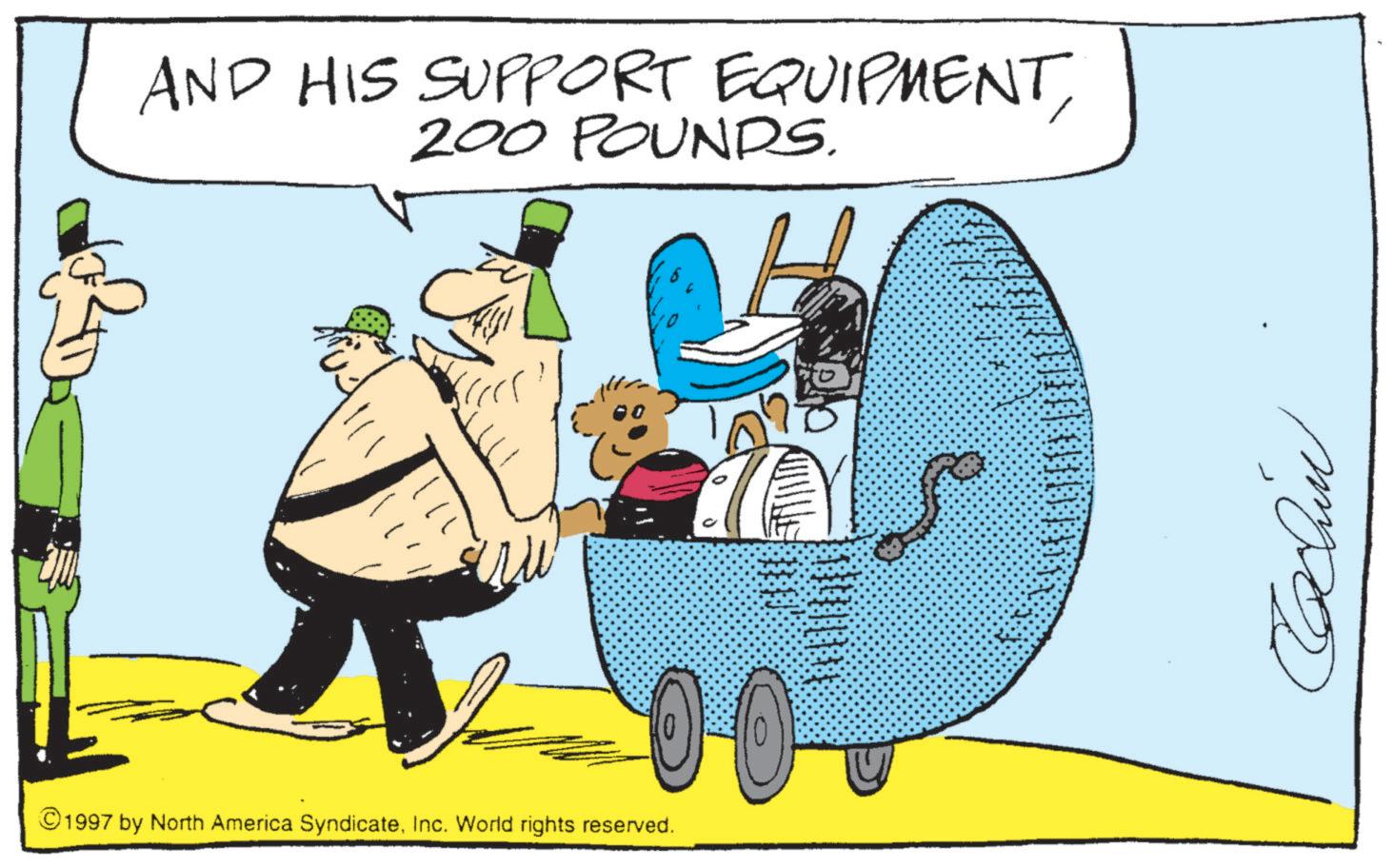 Animation OCR: AND HIS SUPPORT EQUIPMENT200 POUNDS. 00 © 1997 by North America SyndicateInc. World rights reserved. Cochin AND HIS SUPPORT EQUIPMENT200 POUNDS . 00 © 1997 by North America SyndicateInc. World rights reserved . Cochin