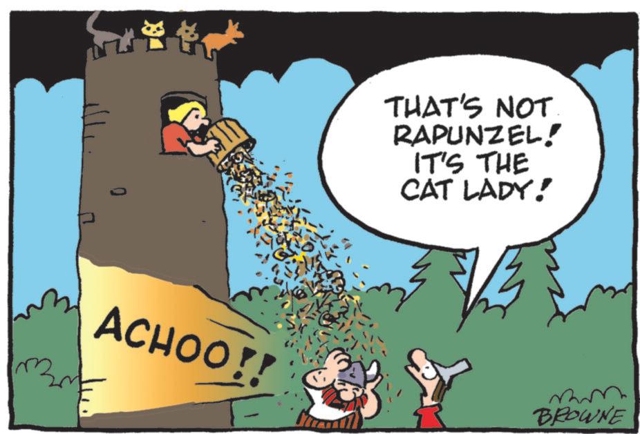 Comics OCR: 0 ACHOO!! THAT'S NOT RAPUNZEL! IT'S THE CAT LADY! BROWNE 0 ACHOO !! THAT'S NOT RAPUNZEL ! IT'S THE CAT LADY ! BROWNE