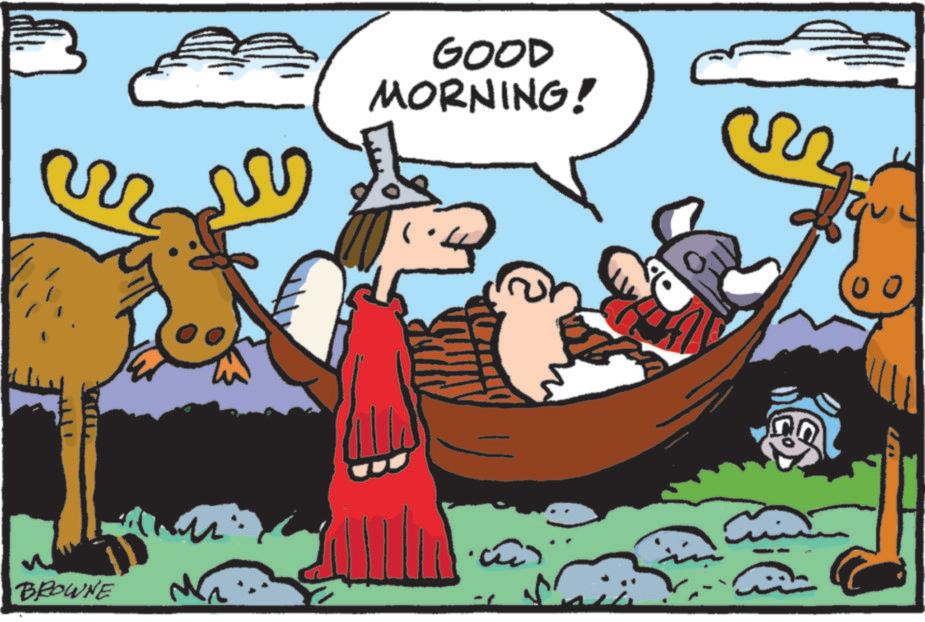 Fictional character OCR: BROWNE GOOD MORNING! . 00 BROWNE GOOD MORNING ! . 00