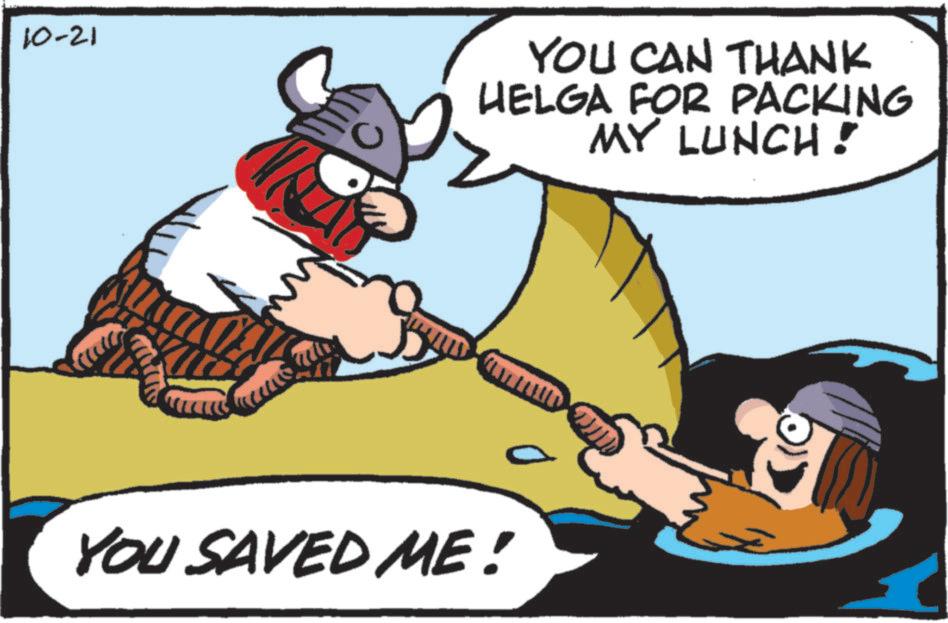 Clip art OCR: 10-21 YOU CAN THANK HELGA FOR PACKING MY LUNCH! YOU SAVED ME! 10-21 YOU CAN THANK HELGA FOR PACKING MY LUNCH ! YOU SAVED ME !