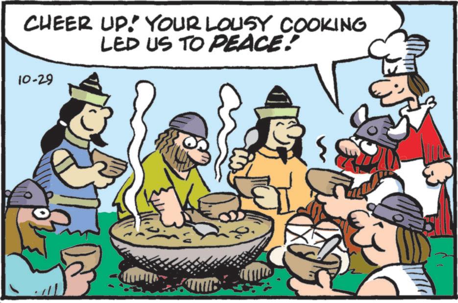 Clip art OCR: CHEER UP! YOUR LOUSY COOKING LED US TO PEACE! 10-29 CHEER UP ! YOUR LOUSY COOKING LED US TO PEACE ! 10-29