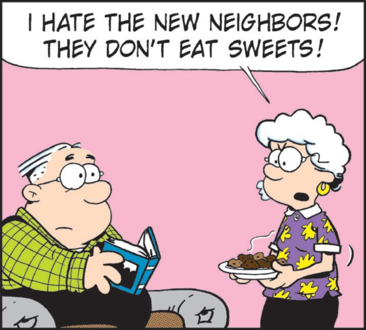 Graphics OCR: I HATE THE NEW NEIGHBORS! THEY DON'T EAT SWEETS! ? I HATE THE NEW NEIGHBORS ! THEY DON'T EAT SWEETS ! ?