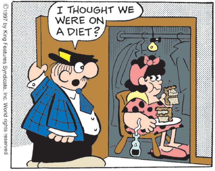 Comic book OCR: I THOUGHT WE WERE ON A DIET? ©1997 by King Features SyndicateInc. World rights reserved I THOUGHT WE WERE ON A DIET ? © 1997 by King Features SyndicateInc. World rights reserved