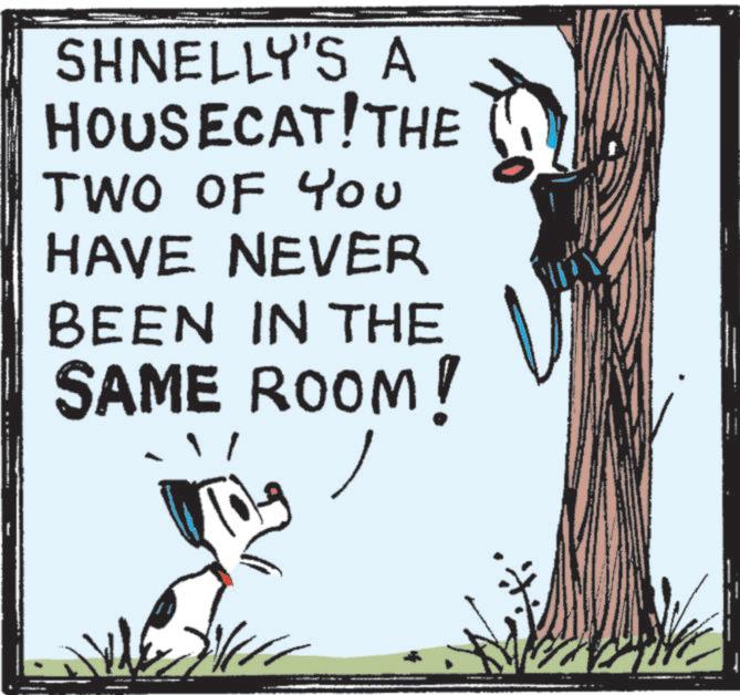 Comics OCR: SHNELLY'S A HOUSECAT! THE TWO OF You HAVE NEVER BEEN IN THE SAME ROOM! SHNELLY'S A HOUSECAT ! THE TWO OF You HAVE NEVER BEEN IN THE SAME ROOM !