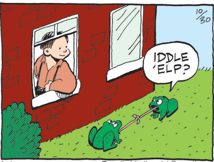 Fictional character OCR: IDDLE 'ELP? 109/30 IDDLE ' ELP ? 109/30
