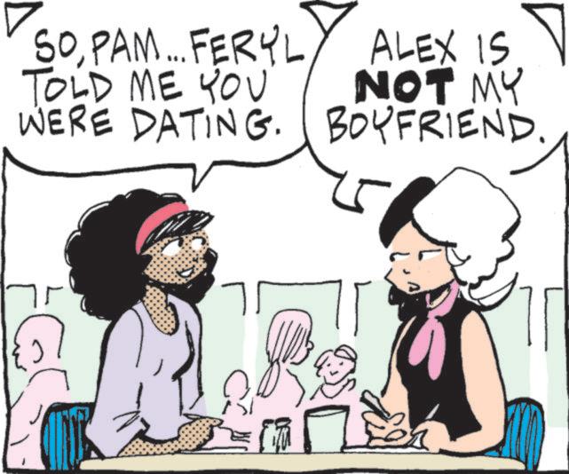 Comic book OCR: SOPAM... FERYL TOLD ME YOU WERE DATING. ALEX IS NOT MY BOYFRIEND. ? SOPAM ... FERYL TOLD ME YOU WERE DATING . ALEX IS NOT MY BOYFRIEND . ?