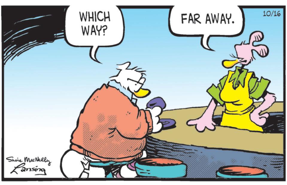 Bird OCR: Susie MacNelly Lansing WHICH WAY? 10/16 FAR AWAY. Susie MacNelly Lansing WHICH WAY ? 10/16 FAR AWAY .