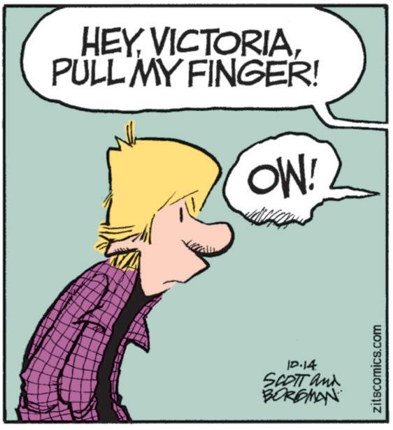 Pleased OCR: HEYPULL MY FINGER! OW! 10.14 SCOTT and BORGMAN zitscomics.com HEYPULL MY FINGER ! OW ! 10.14 SCOTT and BORGMAN zitscomics.com