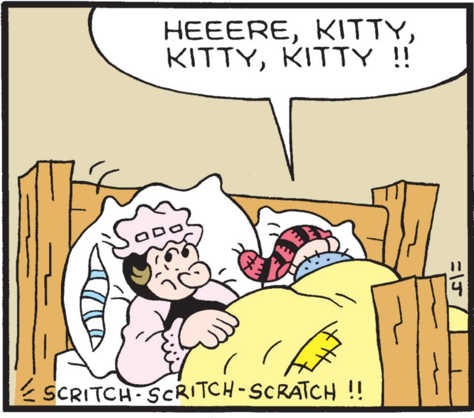 Animated cartoon OCR: HEEEREKITTY !! DO € SCRITCH-SCRITCH-SCRATCH !! =15 HEEEREKITTY !! DO € SCRITCH - SCRITCH - SCRATCH !! = 15