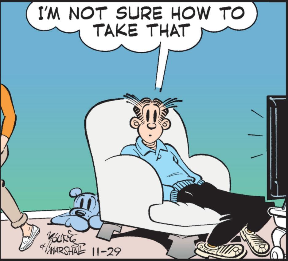 Animated cartoon OCR: I'M NOT SURE HOW TO TAKE THAT YOUNG MARSHAL 11-29 I'M NOT SURE HOW TO TAKE THAT YOUNG MARSHAL 11-29