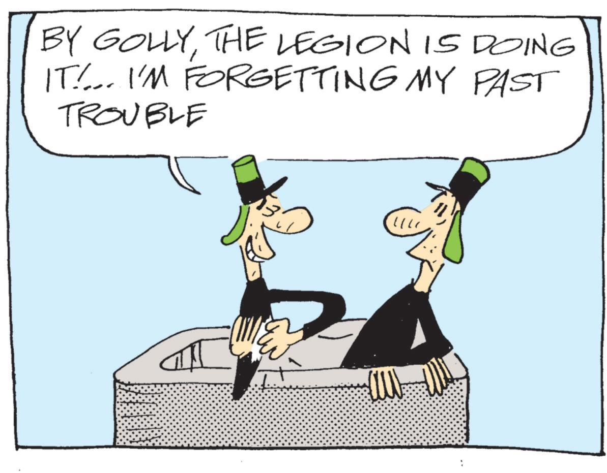 Fiction OCR: BY GOLLYTHE LEGION IS DOING IT!... I'M FORGETTING MY PAST TROUBLE BY GOLLYTHE LEGION IS DOING IT ! ... I'M FORGETTING MY PAST TROUBLE