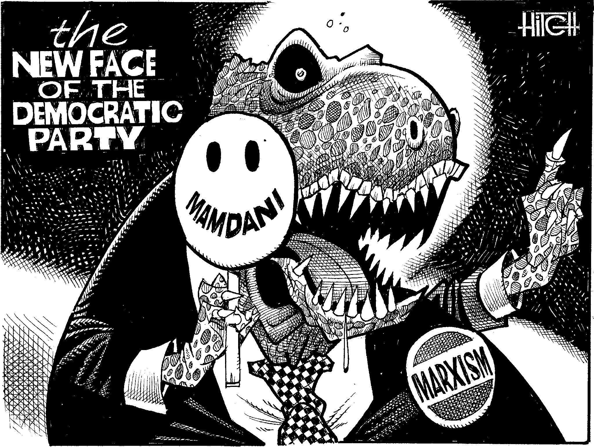 Graphic design OCR: the NEW FACE OF THE DEMOCRATIC PARTY MAMDANI W 0 HilGH MARXISM the NEW FACE OF THE DEMOCRATIC PARTY MAMDANI W 0 HilGH MARXISM