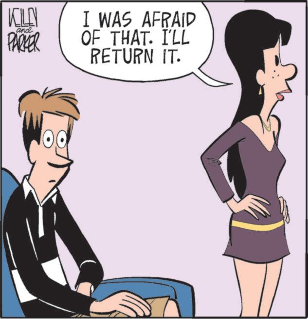 Animated cartoon OCR: KILEN and PARKER I WAS AFRAID OF THAT. I'LL RETURN IT. KILEN and PARKER I WAS AFRAID OF THAT . I'LL RETURN IT .