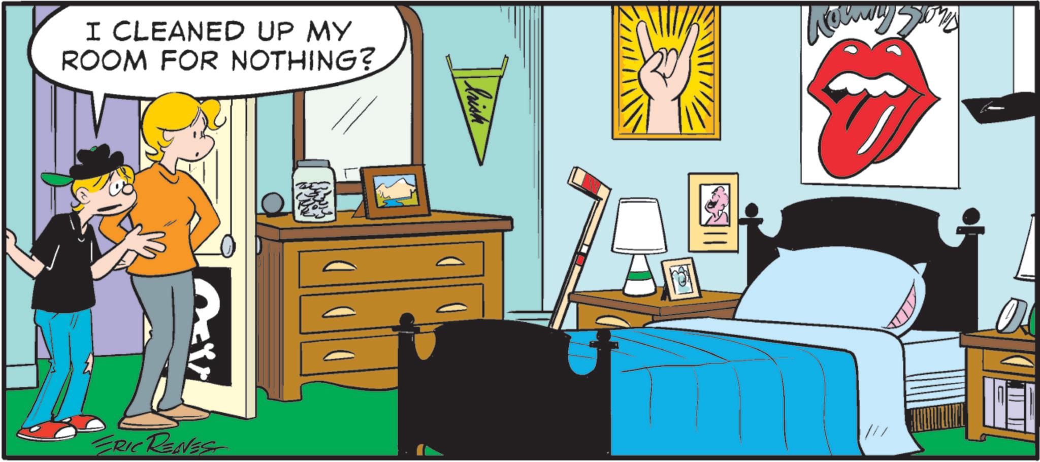 Graphics OCR: I CLEANED UP MY ROOM FOR NOTHING? ERIC RENES bish I CLEANED UP MY ROOM FOR NOTHING ? ERIC RENES bish