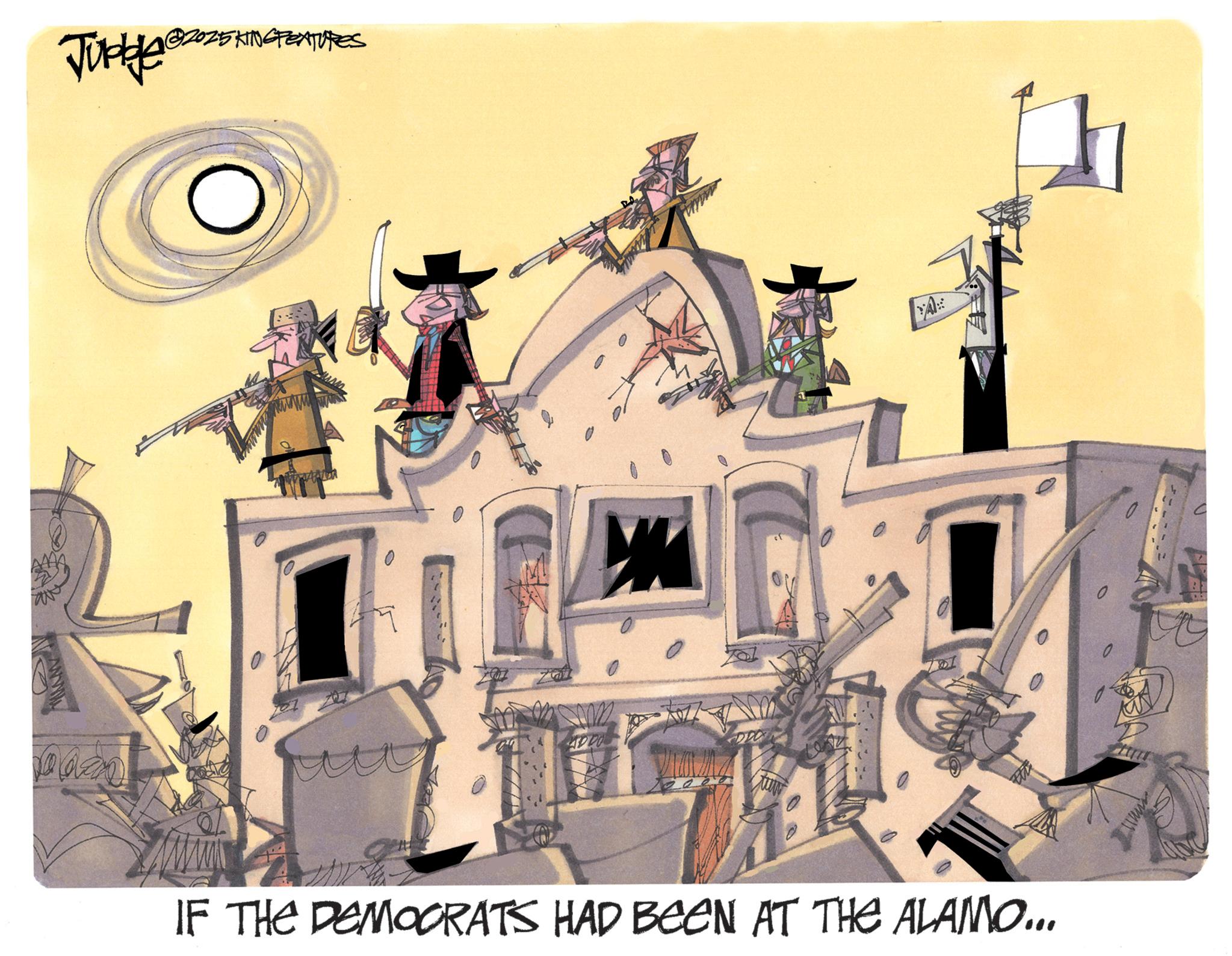 Sketch OCR: Juble @2025. SKING FEATURES DPO A IF THE DEMOCRATS HAD BEEN AT THE ALAMO... Juble @ 2025 . SKING FEATURES DPO A IF THE DEMOCRATS HAD BEEN AT THE ALAMO ...
